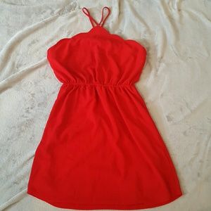 Red scalloped dress